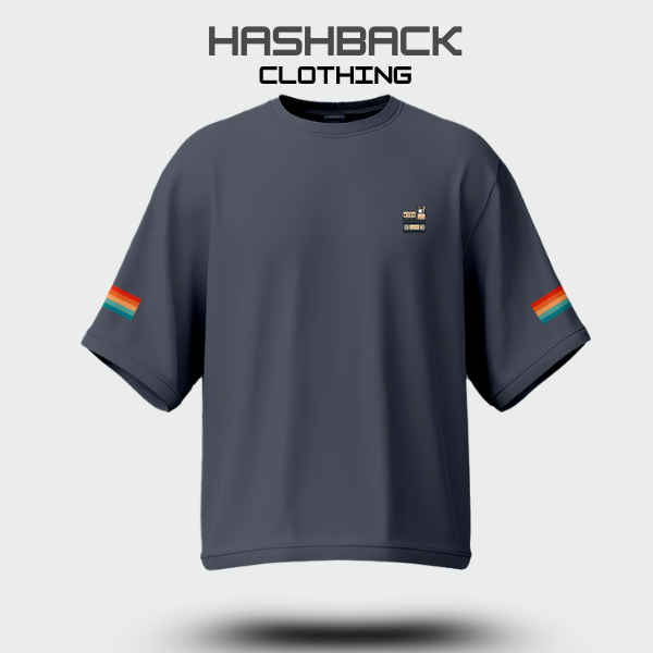 Hashback Retro Vintage Drop Shoulder Tee (CHARCOAL GREY)