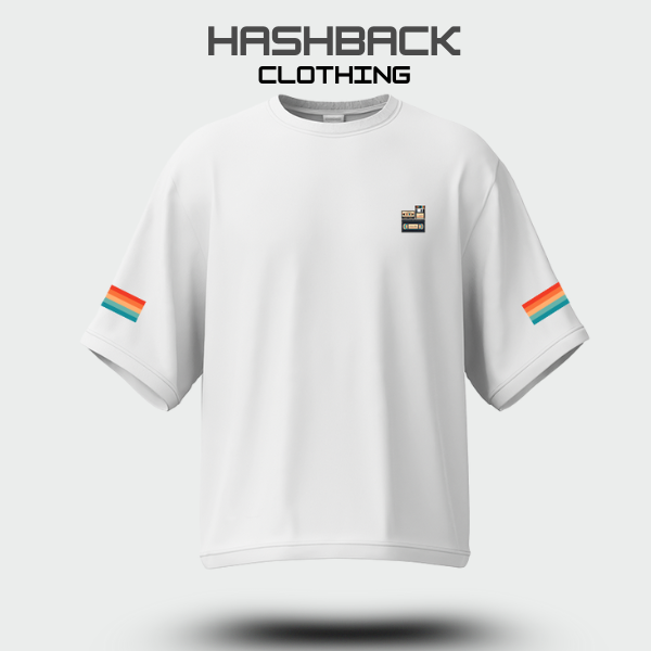 Hashback Retro Vintage Drop Shoulder Tee (WHITE)