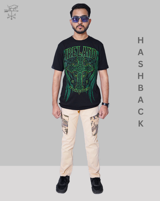 Camo Contrast Cargo Trousers- Beige | Regular Fit