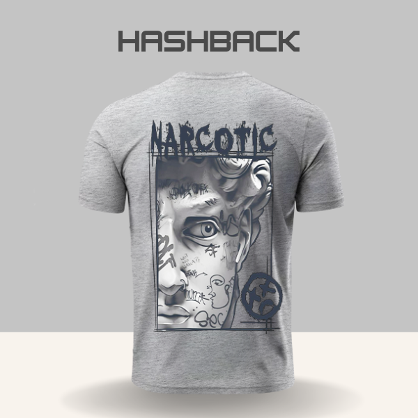 Hashback Round Neck Printed T-Shirt P-1 Narcotic