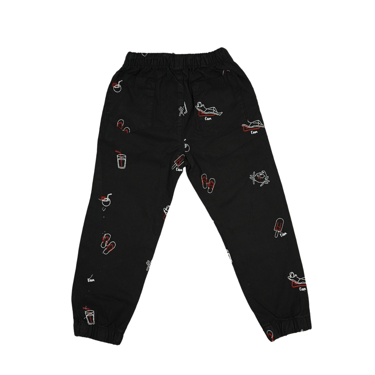 Kids Cotton Embraided Joggers