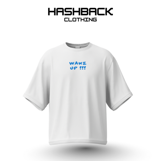 Hashback Dropshoulder Unisex Wake up T-shirt WHITE