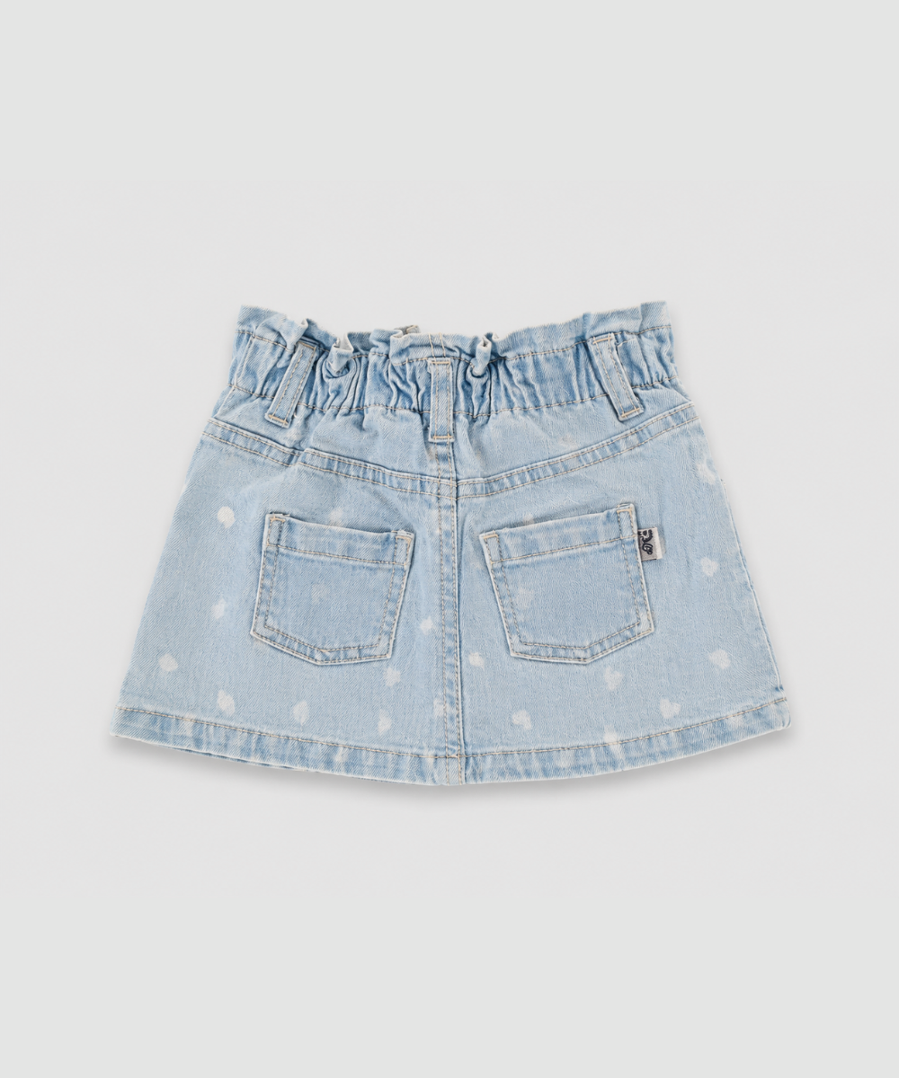 Girls Heart Printed Denim Shorts