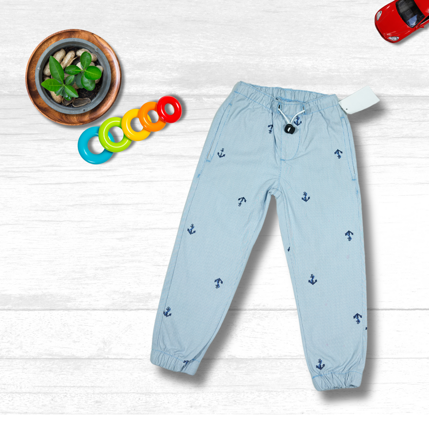 Kids Cotton Embraided Joggers