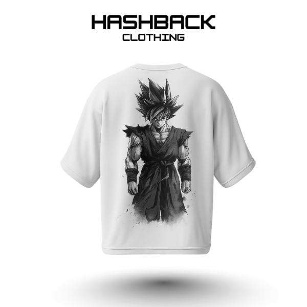 Hashback Drop shoulder Unisex Anime T-shirt White