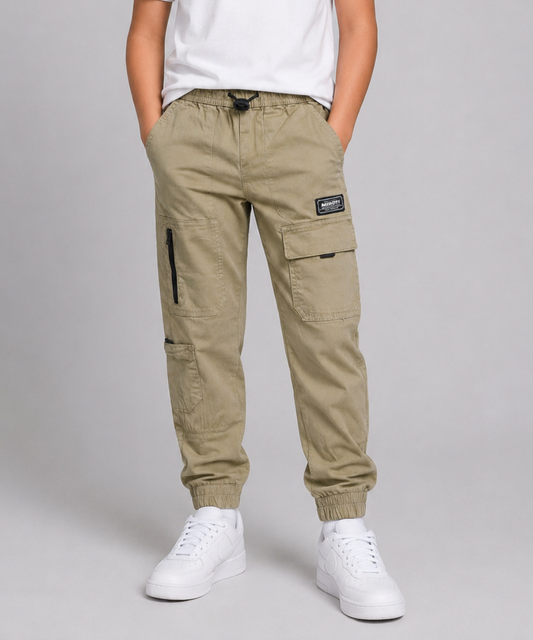 Boys Jogger Cargo Trouser - Black Model Front