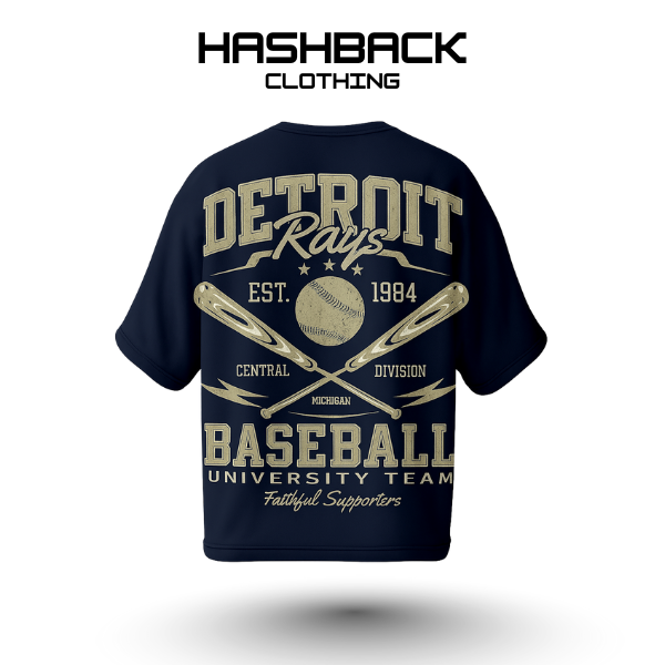Hashback Drop Shoulder Detroit Tee NAVY