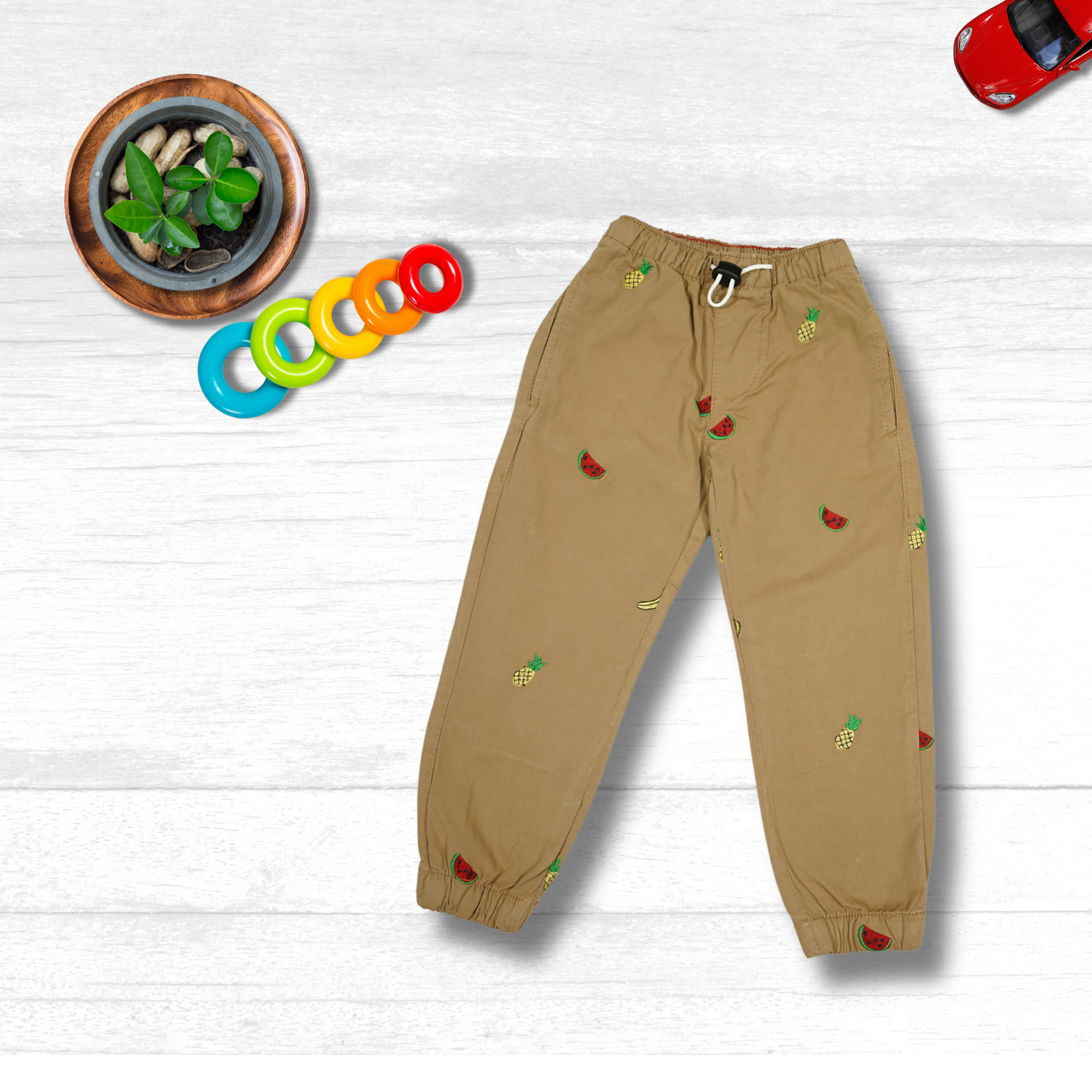 Kids Cotton Embraided Joggers