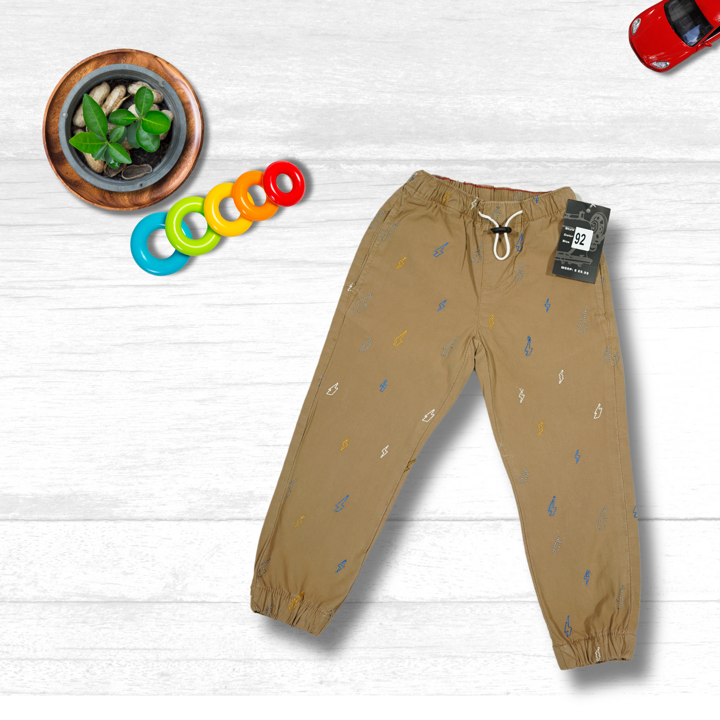 Kids Cotton Embraided Joggers