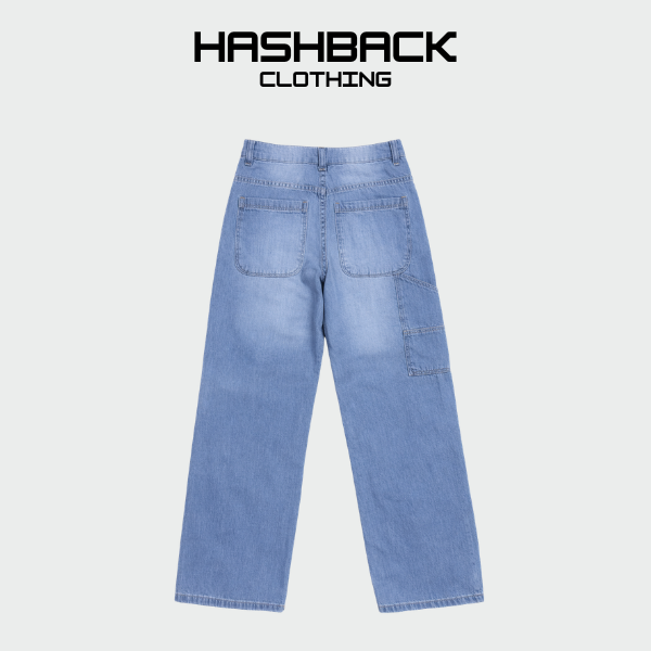 Boys Wide Leg Denim Pants - Light Blue