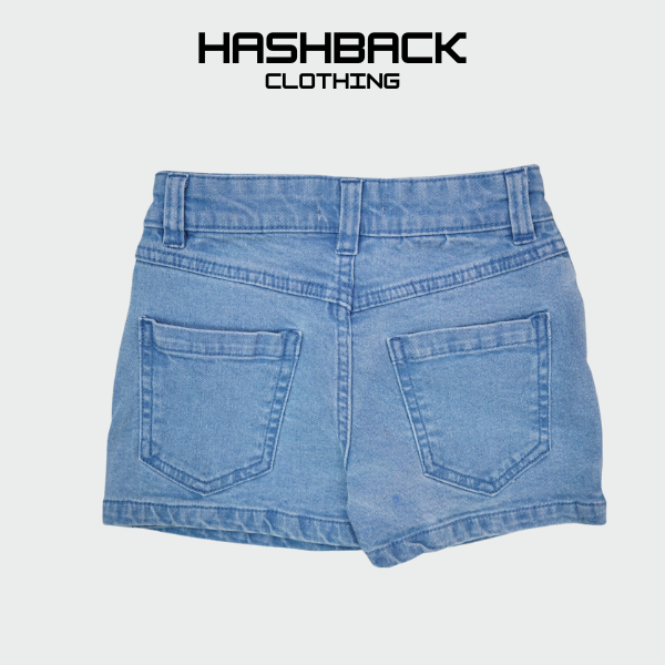 Girls Denim Shorts - Button Front Mid Waist | HashBack Clothing