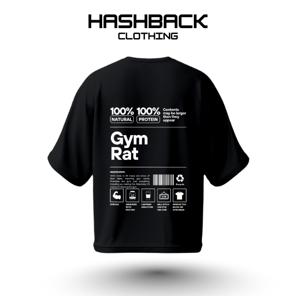 HASHBACK GYM-RAT DROP SHOULDER TEE (BLACK)