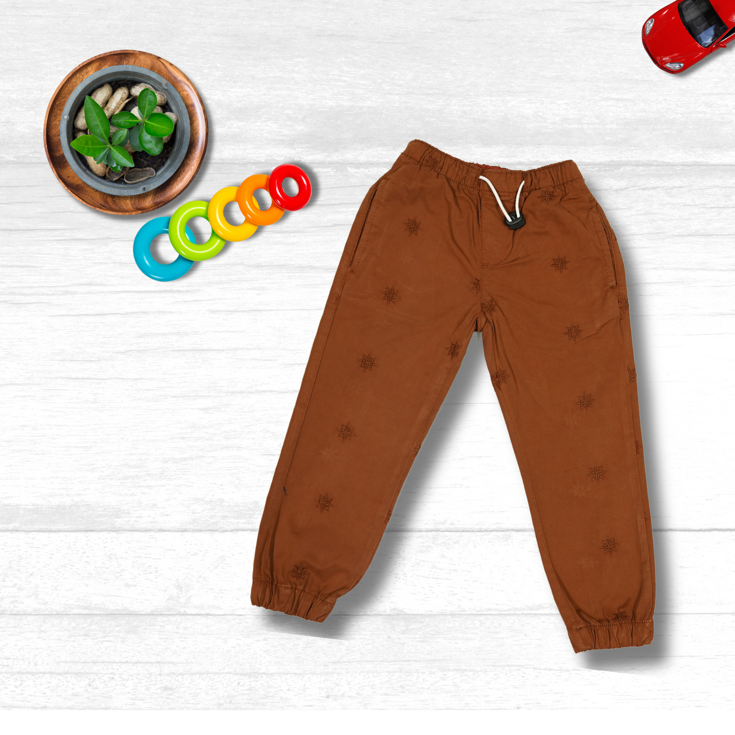 Kids Cotton Embraided Joggers