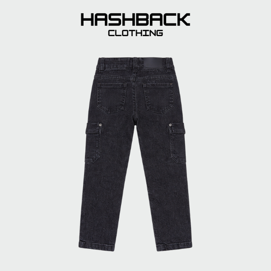 Kids Cargo Pants - Washed Denim Pant | Unisex Streetwear (2-10 Yrs)