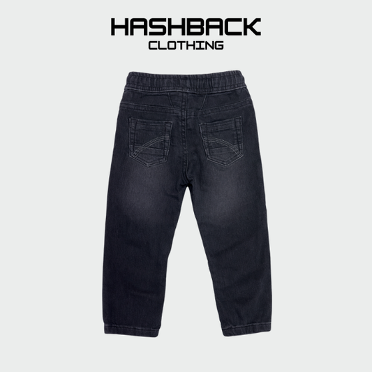 Kids Soft Washed Denim Trousers - Unisex Elasticated Jogger Pants