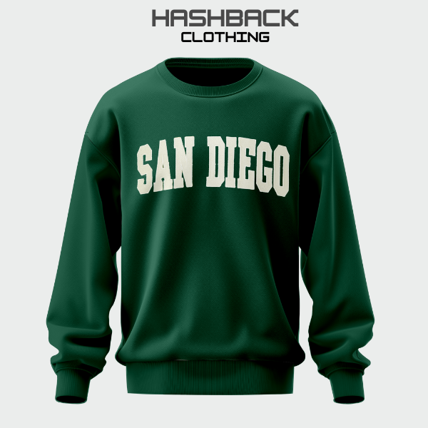 Embroidery Sweatshirt Oversized Drop Shoulder Crew Neck Mix Embroidery Article