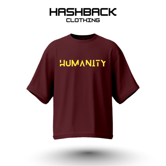 Hashback Drop shoulder Unisex Humanity T-shirt Maroon
