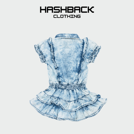 Girls Denim Frill Frock - Soft Fabric Dress