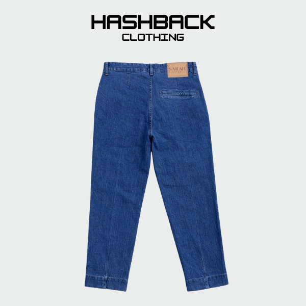 Women's Dark Blue Tapered Pants - Premium Denim Fit