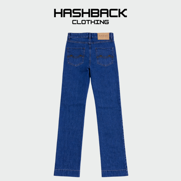 Women's Dark Blue Boot Cut Pants - Mid Rise