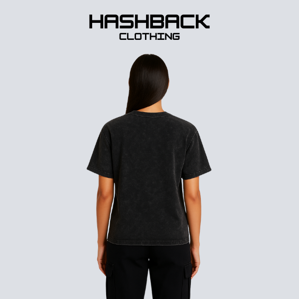 HASHBACK DROP SHOULDER ACID WASH TSHIRT-COAL OXIDE