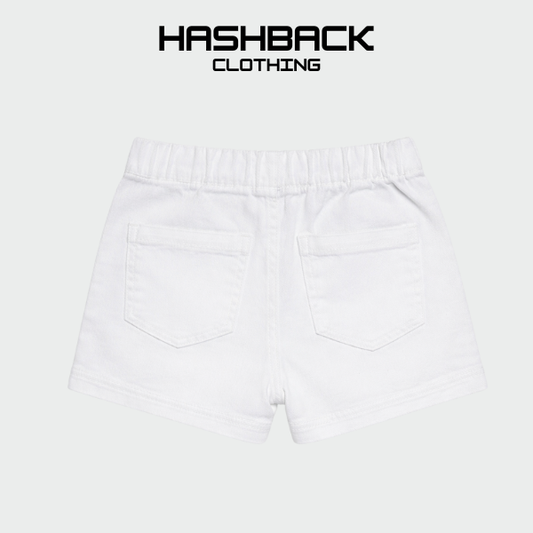 Girls White Denim Mini Shorts