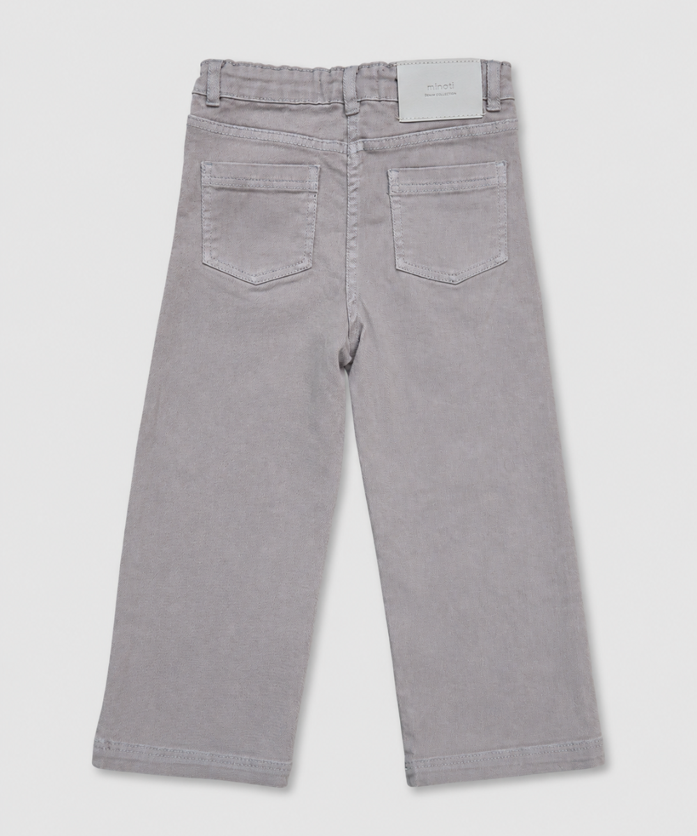 Kids Wide Leg Grey Denim Pant - Flat Lay