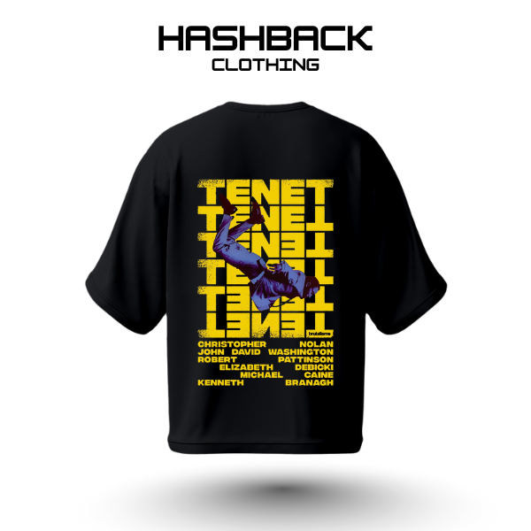 Hashback Drop shoulder Unisex Tenet T-shirt BLACK