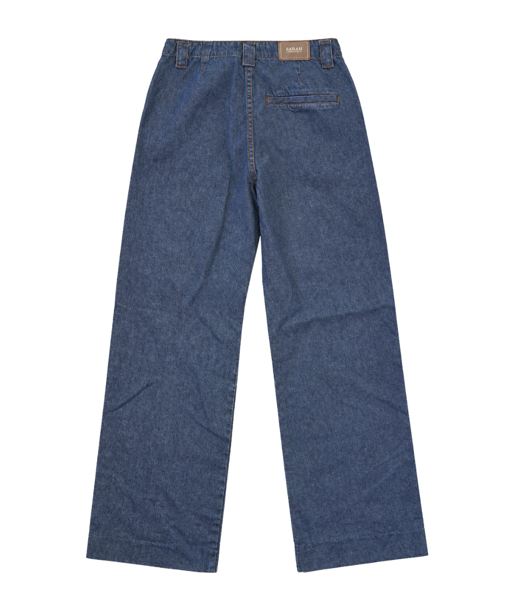 Women’s Blue Wide-Leg Denim Pants with Front Detail