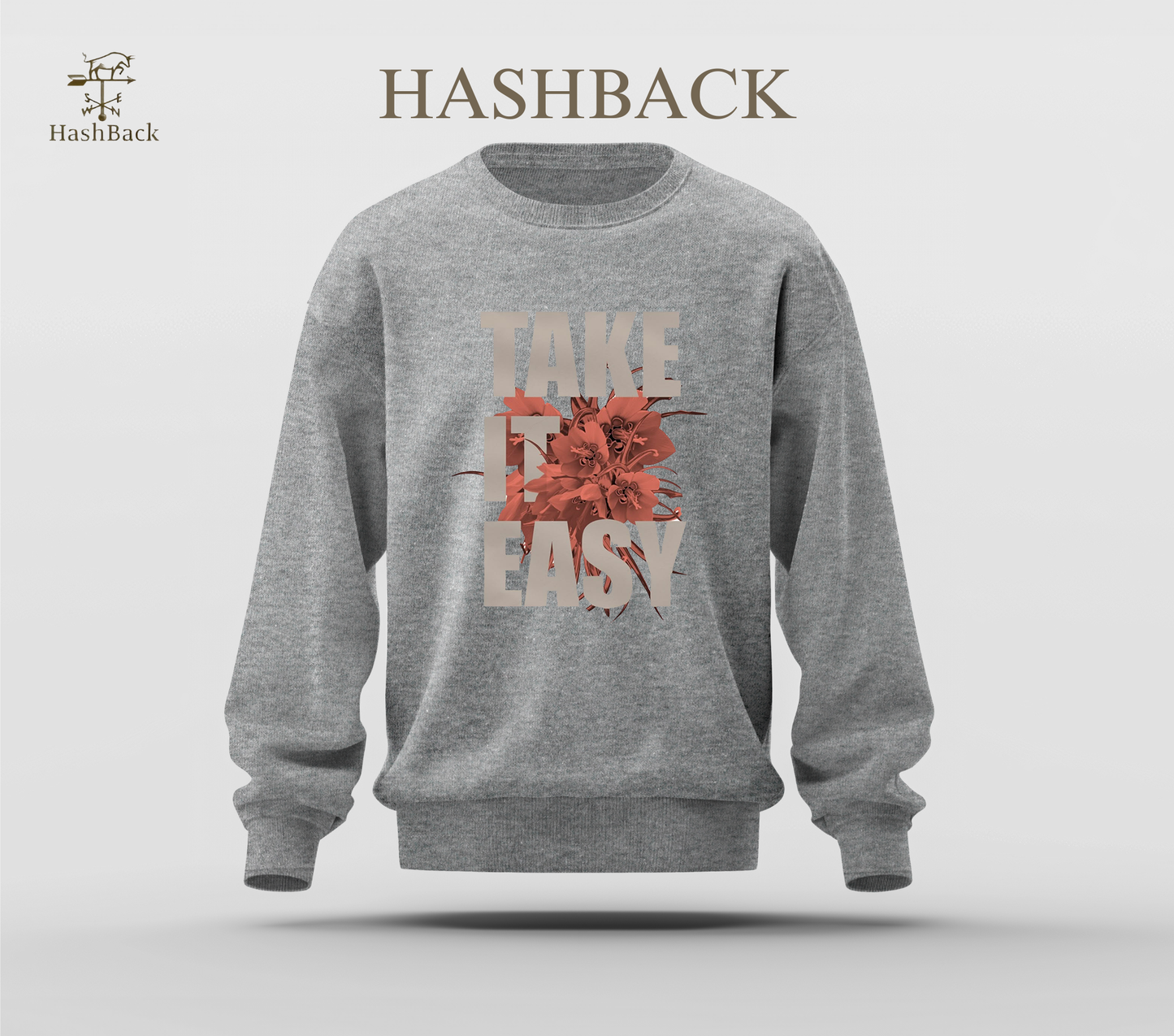 Printed Sweatshirt Drop Shoulder - Take it easy - Grey