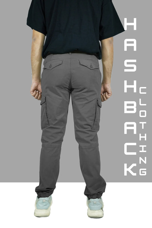 HashBack Stretchable Cargo Jogger Trouser -Grey