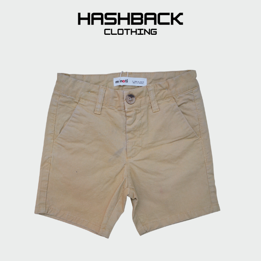Boys Cotton Shorts - Mid Rise Button Closure