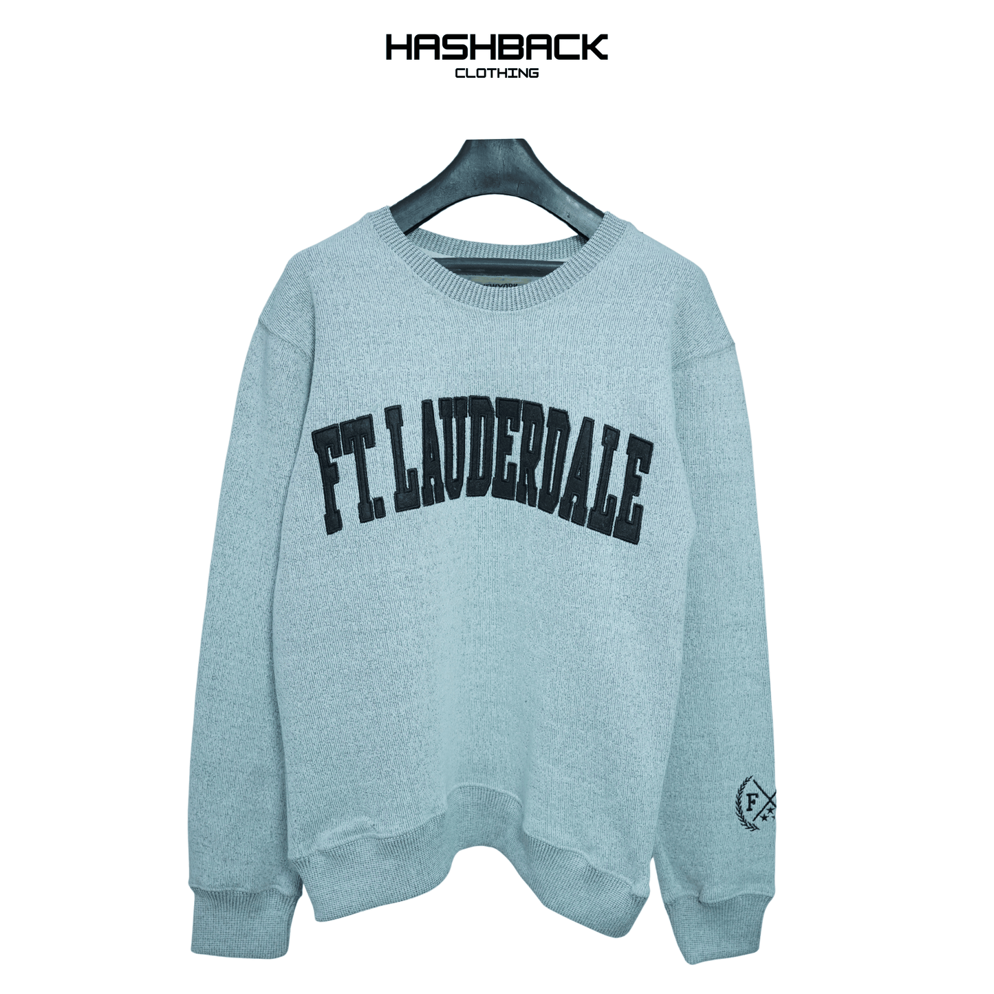 Embroidery Sweatshirt Oversized Drop Shoulder Crew Neck Mix Embroidery Article