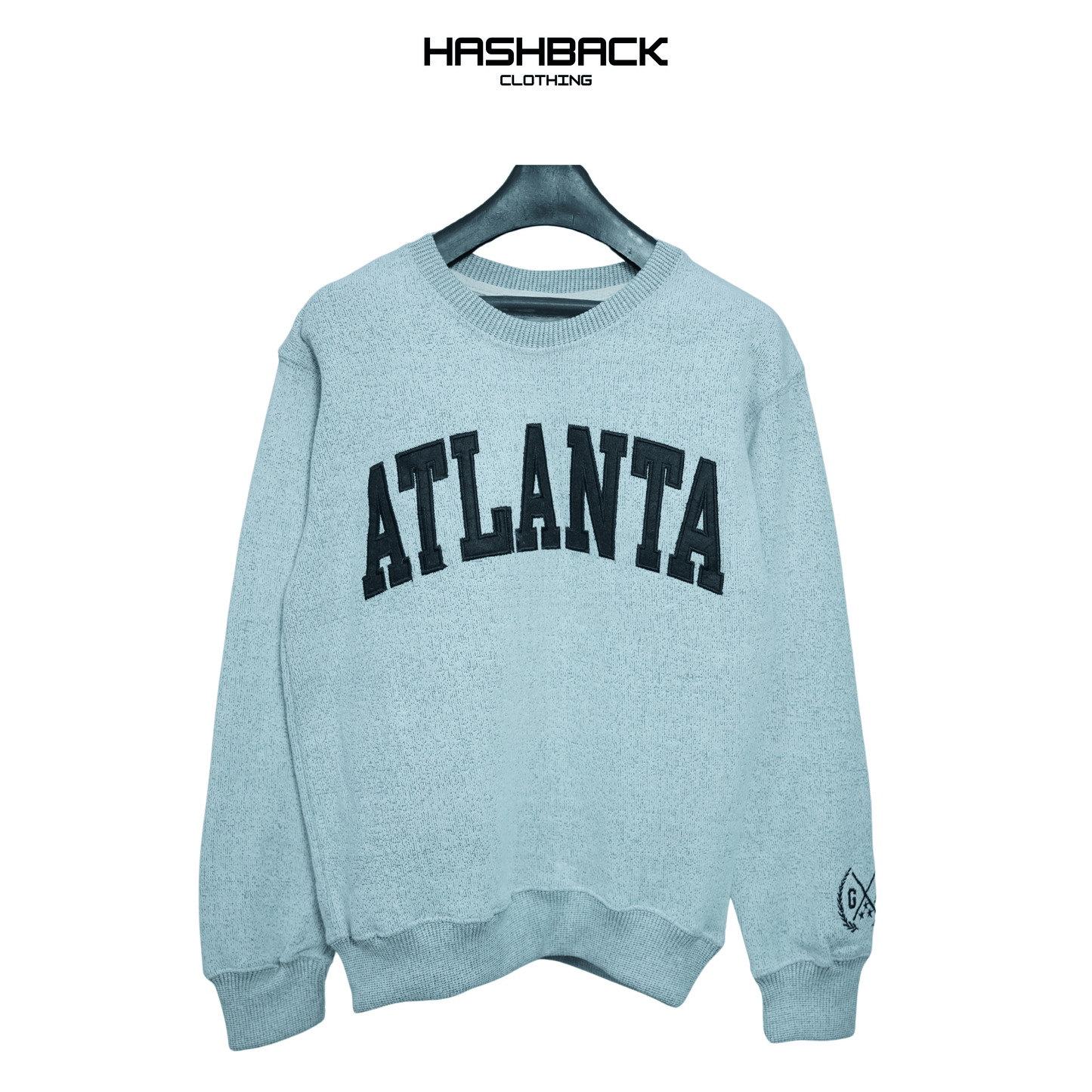 Embroidery Sweatshirt Oversized Drop Shoulder Crew Neck Mix Embroidery Article