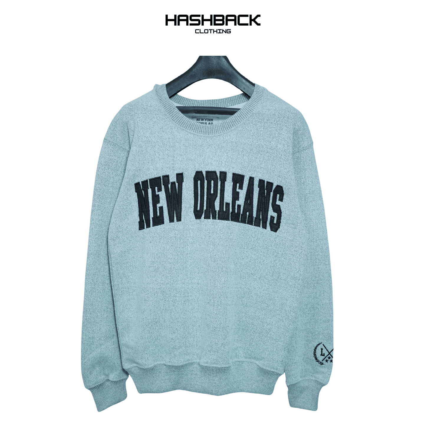 Embroidery Sweatshirt Oversized Drop Shoulder Crew Neck Mix Embroidery Article