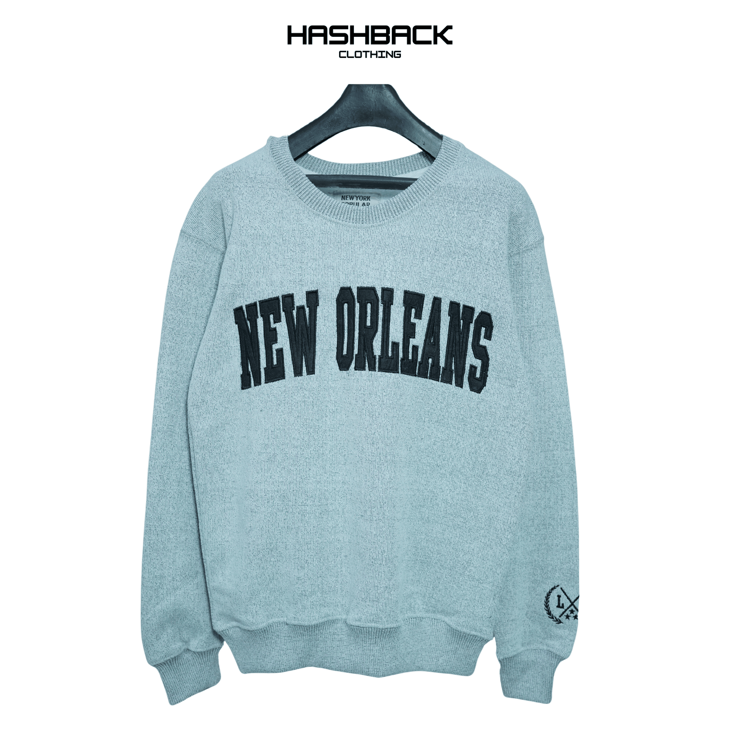 Embroidery Sweatshirt Oversized Drop Shoulder Crew Neck Mix Embroidery Article