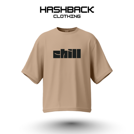 Hashback Drop shoulder Unisex Chill T-shirt BEIGE