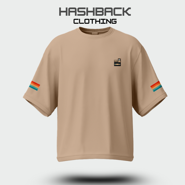 Hashback Retro Vintage Drop Shoulder Tee (BEIGE)