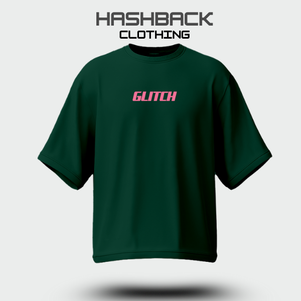 Hashback Aesthetic Graphic Drop Shoulder T-Shirt – Bottle Green | Oversized Streetwear Tee for Men & Women