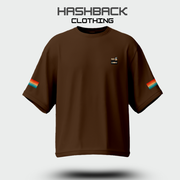 Hashback Retro Vintage Drop Shoulder Tee (BROWN)
