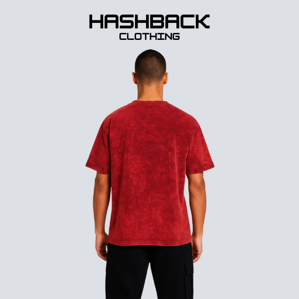 HASHBACK DROP SHOULDER ACID WASH TSHIRT-BRICK OXIDE
