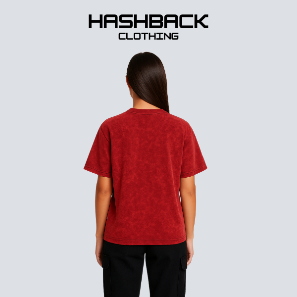 HASHBACK DROP SHOULDER ACID WASH TSHIRT-BRICK OXIDE