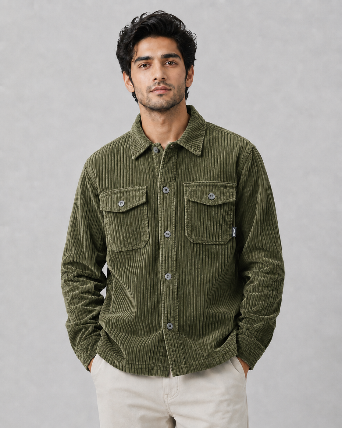 Corduroy Overshirt Jacket Thick-Line Texture