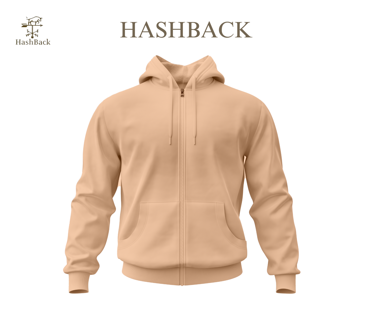 HashBack Plain Zipper Hoodie Dull Peach - Big & Tall