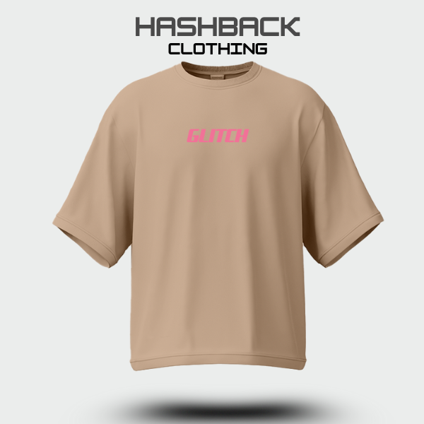 Hashback Aesthetic Graphic Drop Shoulder T-Shirt – Beige | Oversized Streetwear Tee for Men & Women