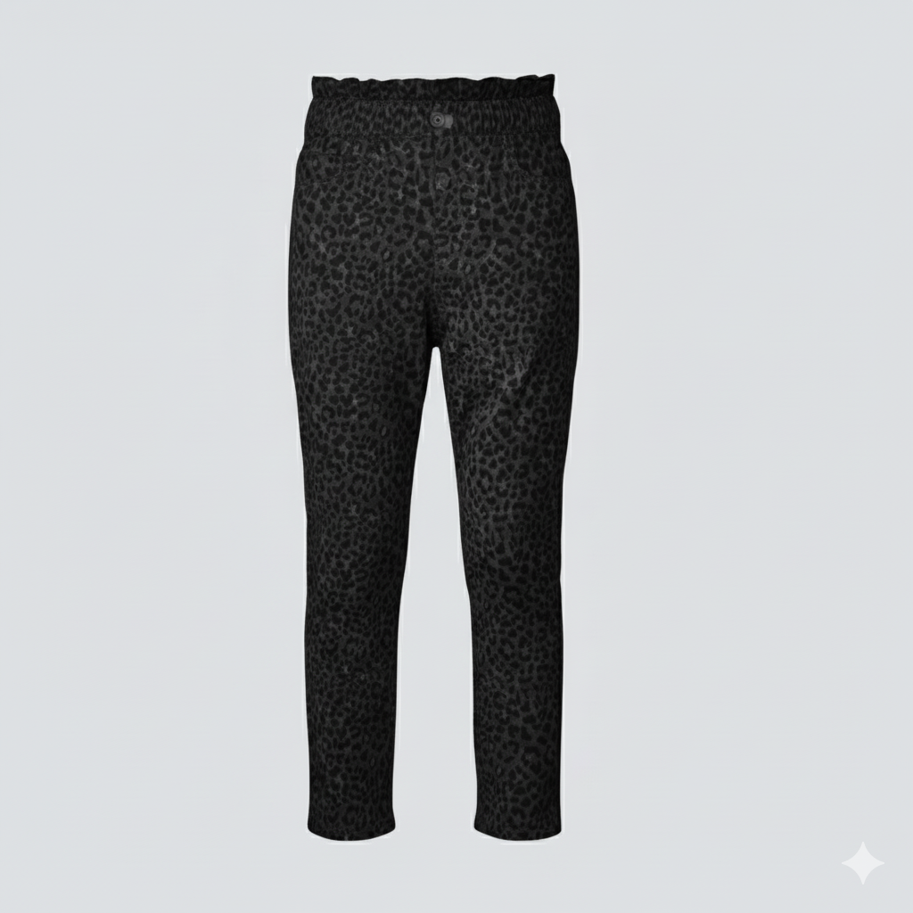 Girls’ Leopard Print Pants with Elastic Waist - 25018