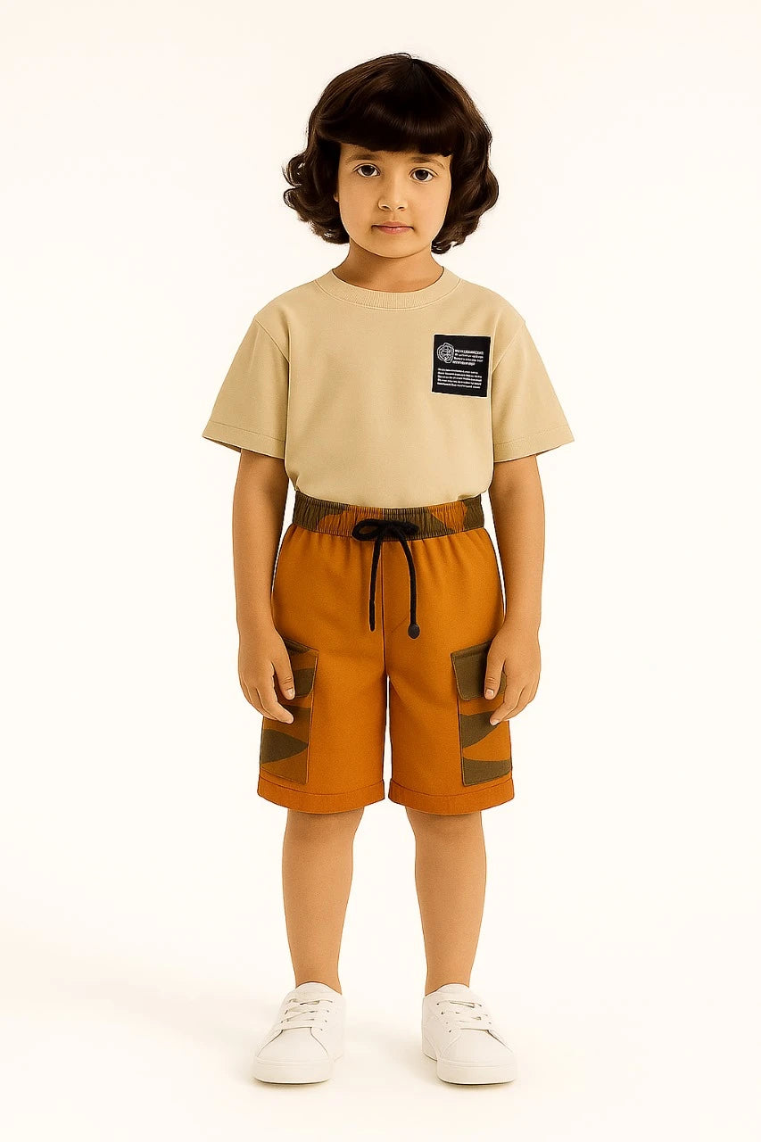 HashBack Boys' Cotton Shorts - Comfortable & Stylish-Orange