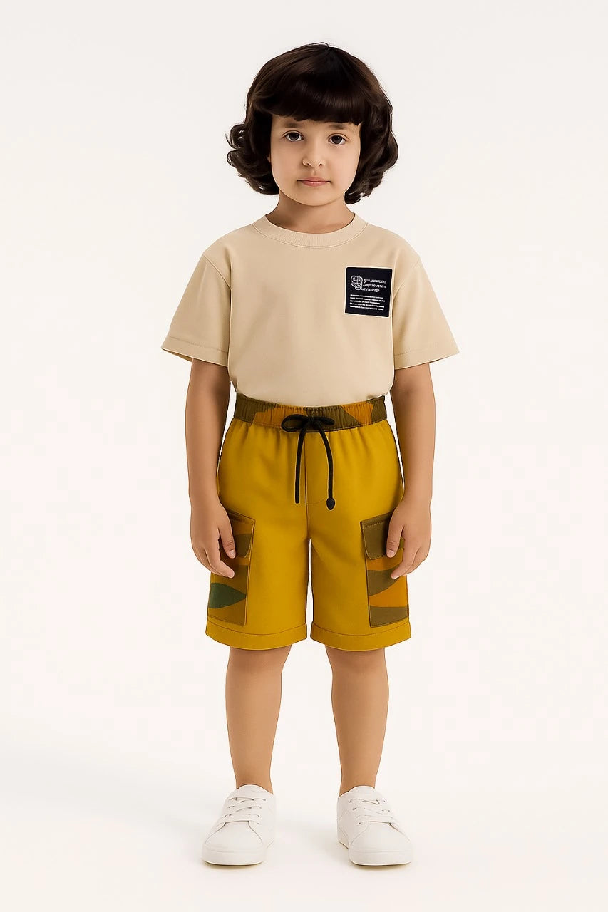 HashBack Boys' Cotton Shorts - Comfortable & Stylish-Yellow