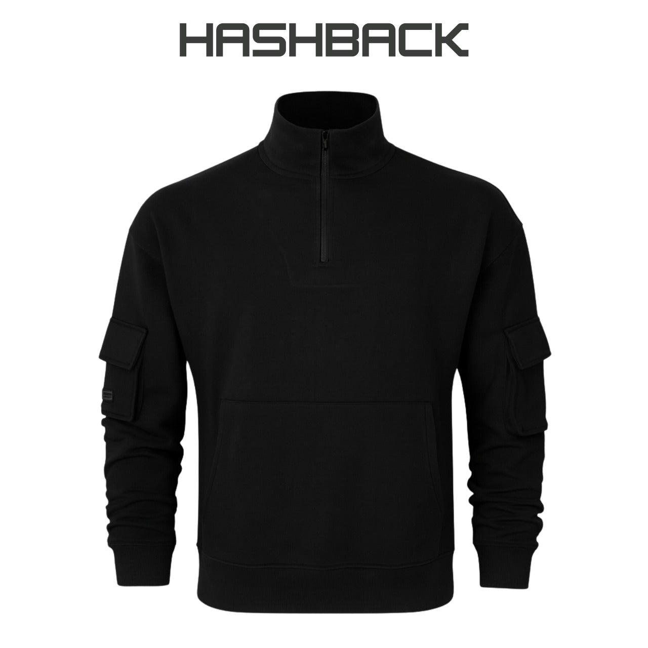 Ovesized Quarter Zip Pullover- Black