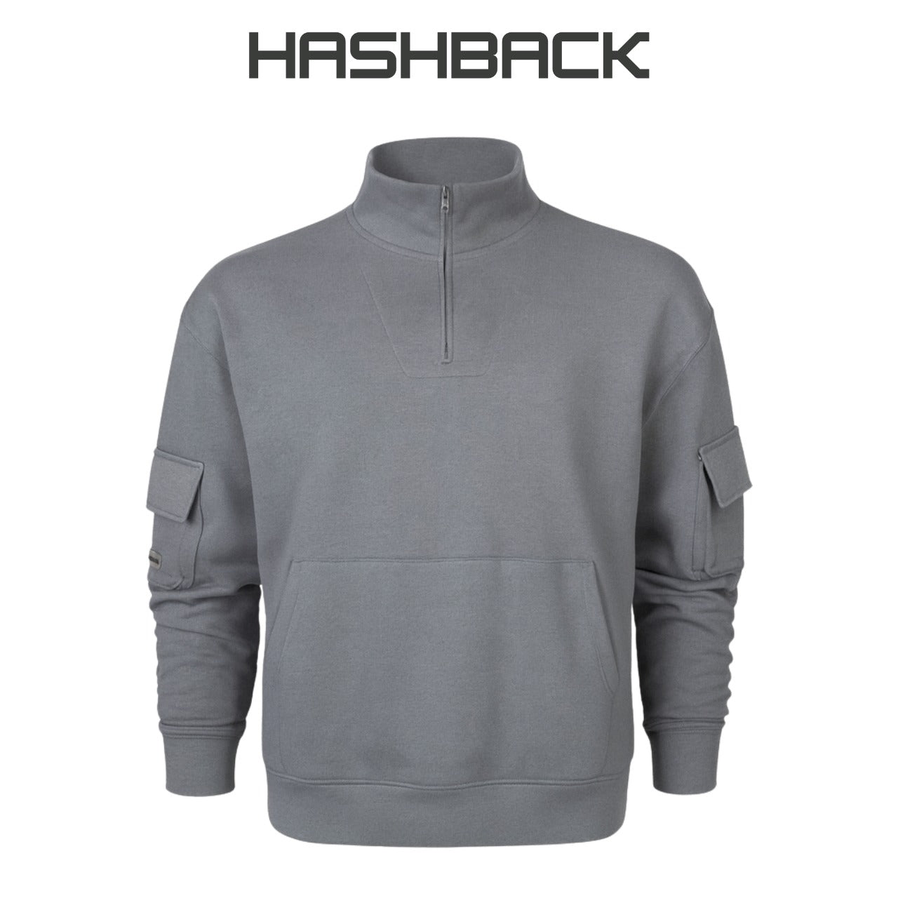 Oversized Quarter Zip Pullover- Grey
